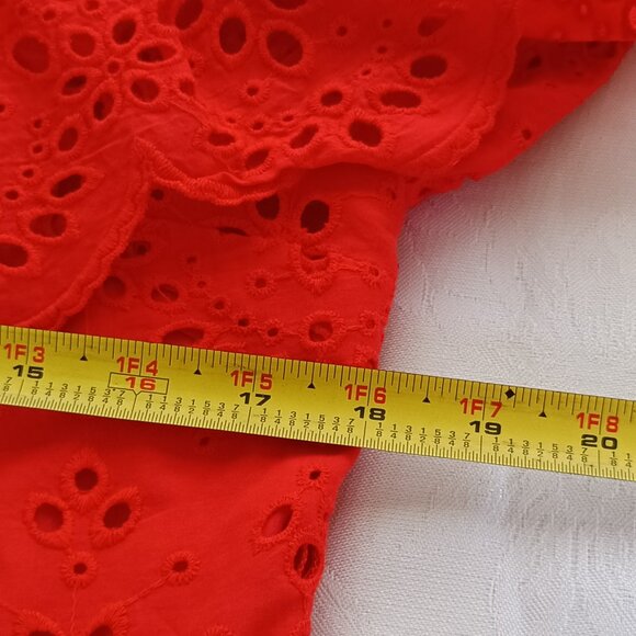 Cupcakes and Cashmere 100% Cotton Eyelet Dress One-shoulder Lined Side Zip M Red - Picture 15 of 17
